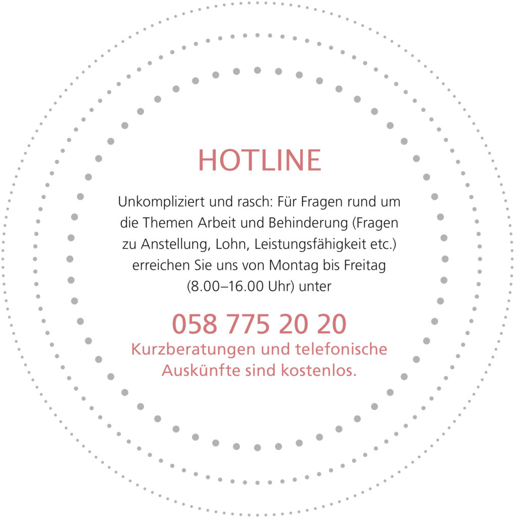 Hotline für Beratung für inklusive Arbeitgebende (058 775 20 20