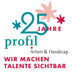 Jubiläums Logo 25 Jahre Stiftung Profil mit dem Slogan "Wir machen Talente sichtbar"